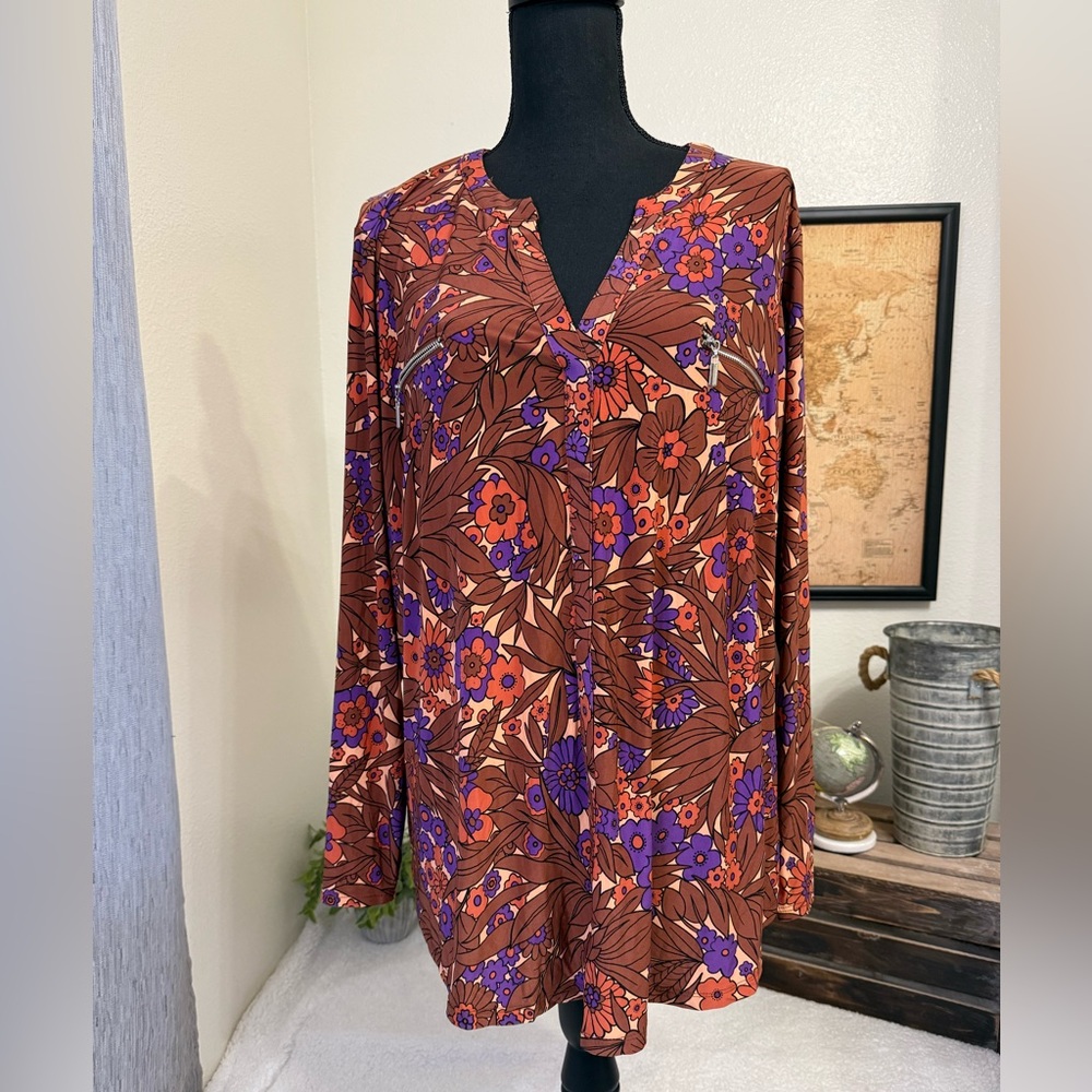 INC lightweight floral blouse 3X
